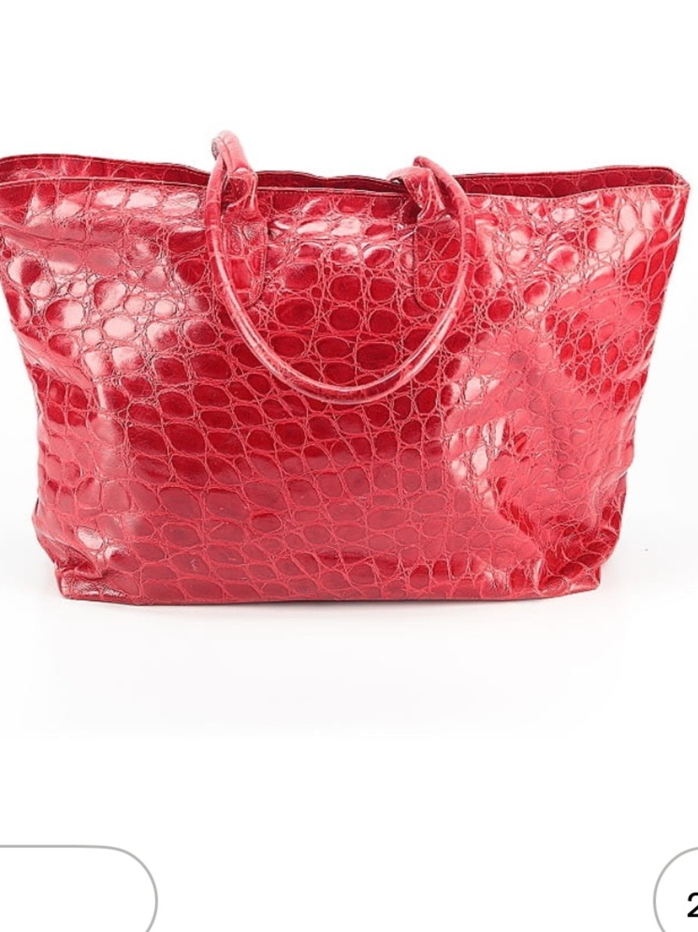 Croc-Embossed Red Tote Bag